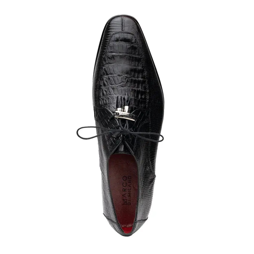 Marco Di Milano Merida Black Genuine Caiman Crocodile Oxfords
