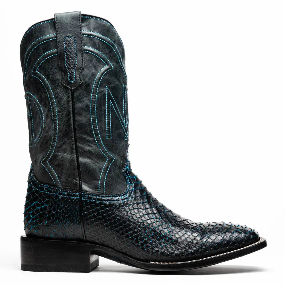 Marco Di Milano Missouri Black/Blue Genuine Python Cowboy Boots