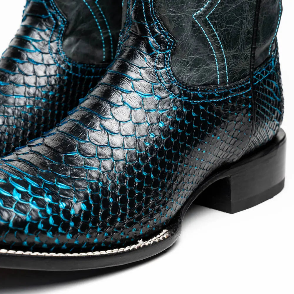 Marco Di Milano Missouri Black/Blue Genuine Python Cowboy Boots