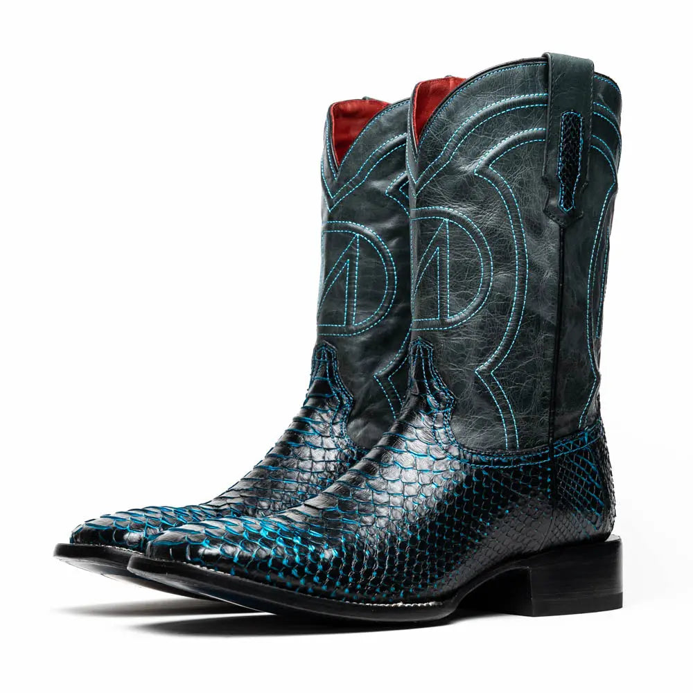 Marco Di Milano Missouri Black/Blue Genuine Python Cowboy Boots