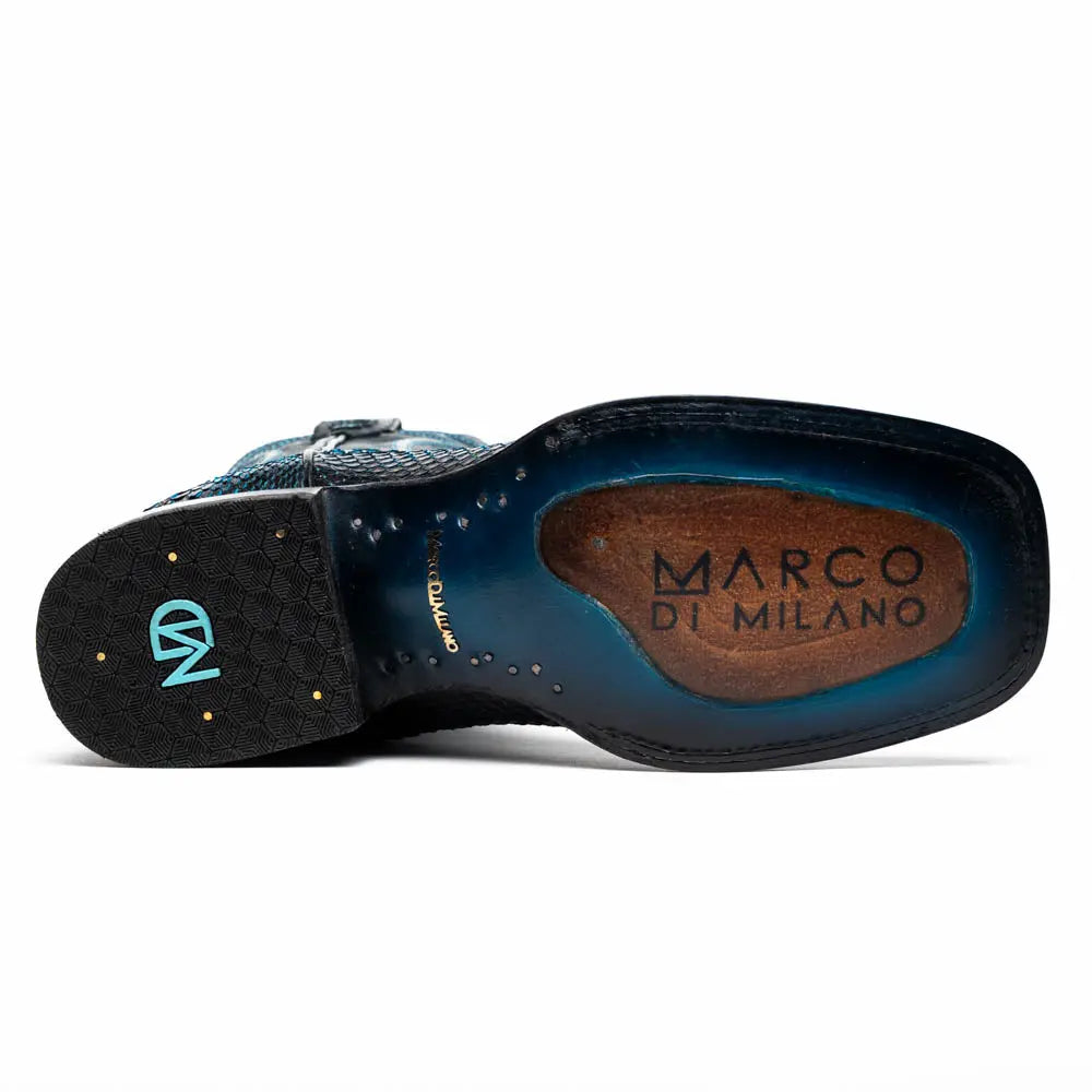 Marco Di Milano Missouri Black/Blue Genuine Python Cowboy Boots