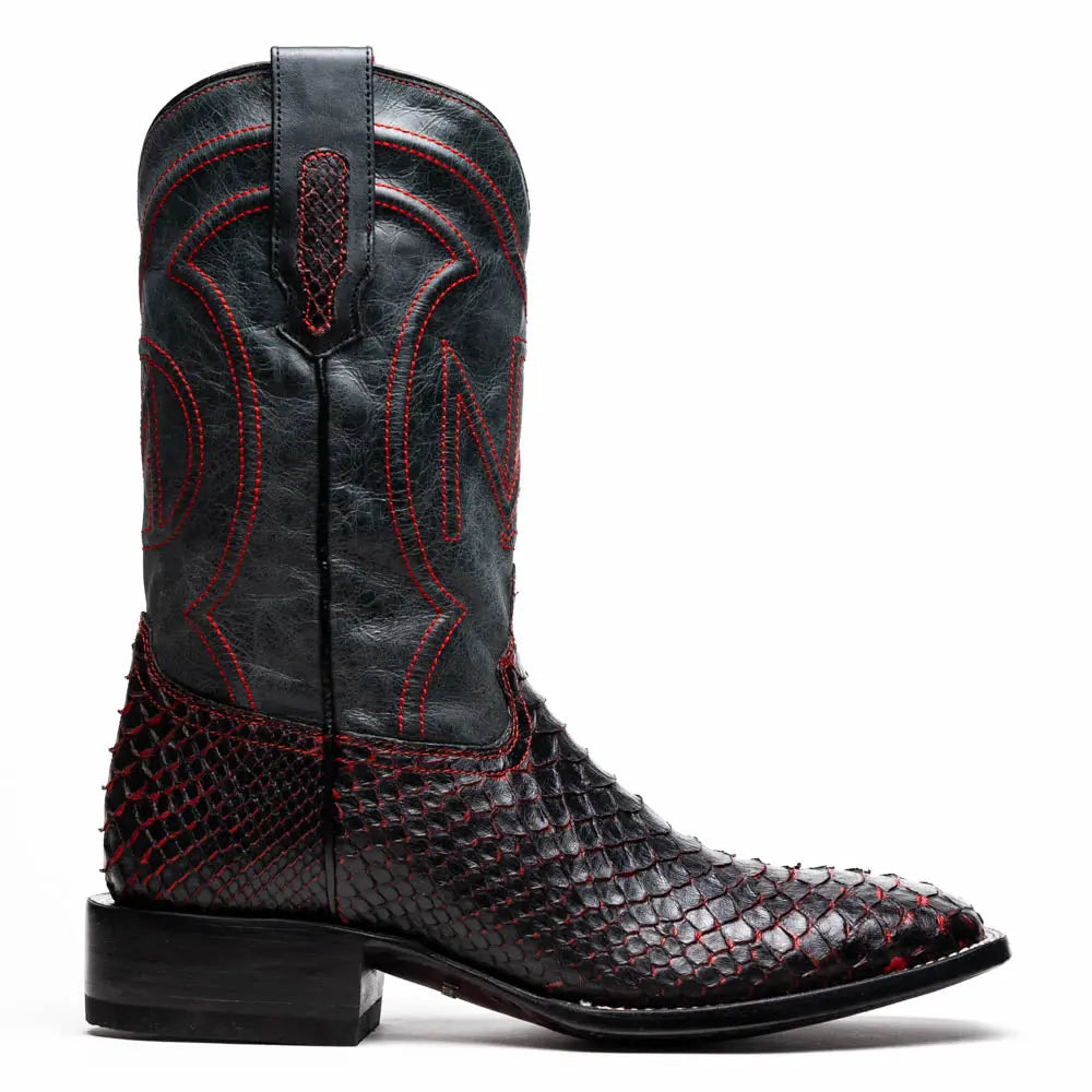 Marco Di Milano Missouri Black Cherry Genuine Python Cowboy Boots
