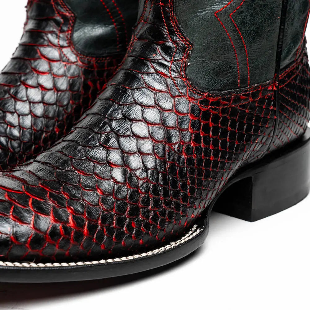 Marco Di Milano Missouri Black Cherry Genuine Python Cowboy Boots