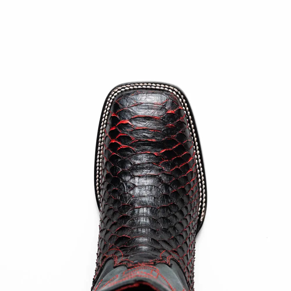 Marco Di Milano Missouri Black Cherry Genuine Python Cowboy Boots