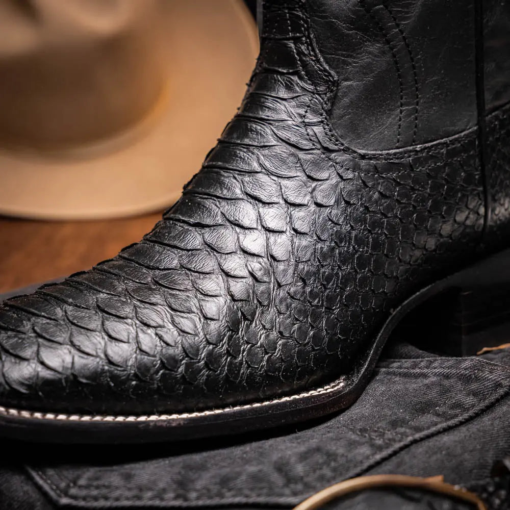 Marco Di Milano Missouri Black Genuine Python Cowboy Boots