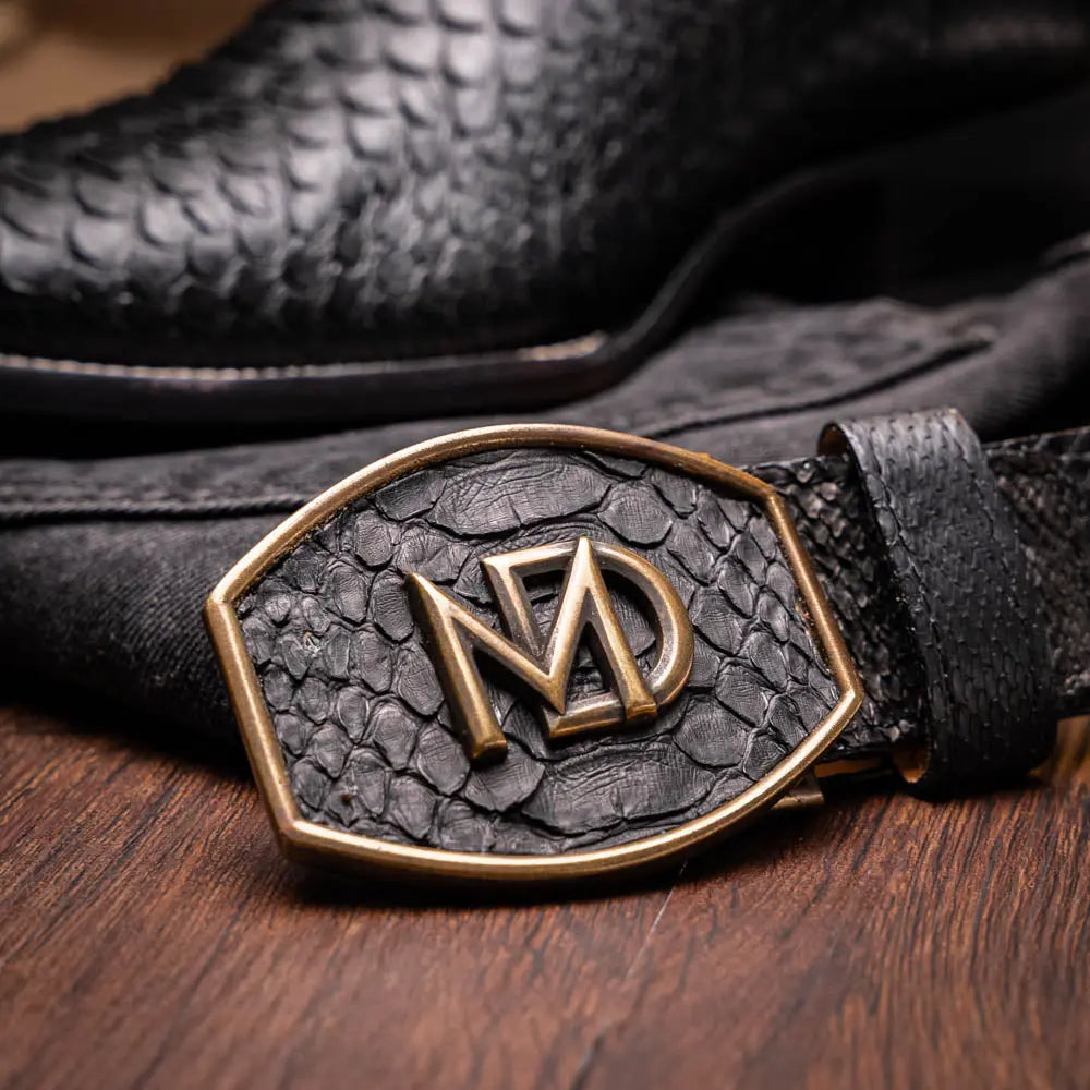 Marco Di Milano Missouri Black Genuine Python Cowboy Boots