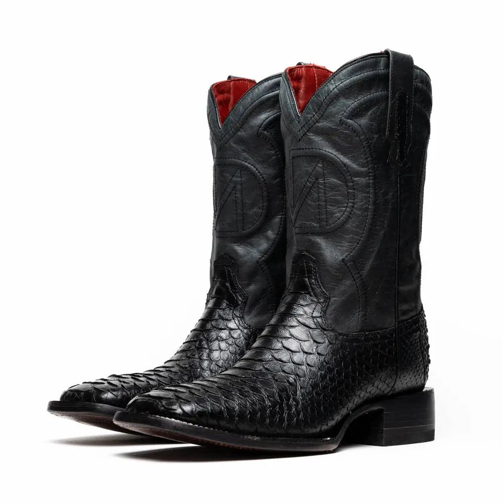 Marco Di Milano Missouri Black Genuine Python Cowboy Boots