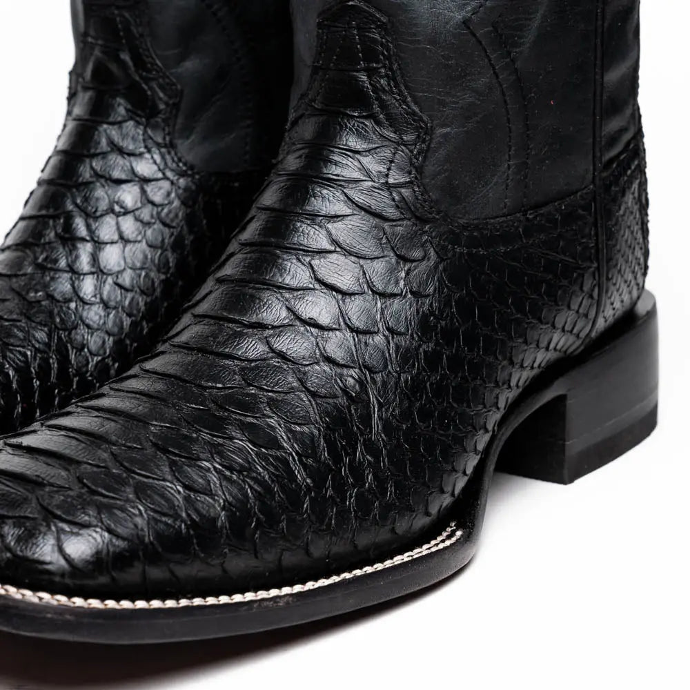 Marco Di Milano Missouri Black Genuine Python Cowboy Boots