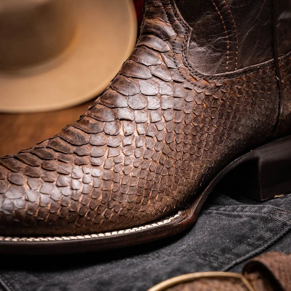 Marco Di Milano Missouri Brown Genuine Python Cowboy Boots