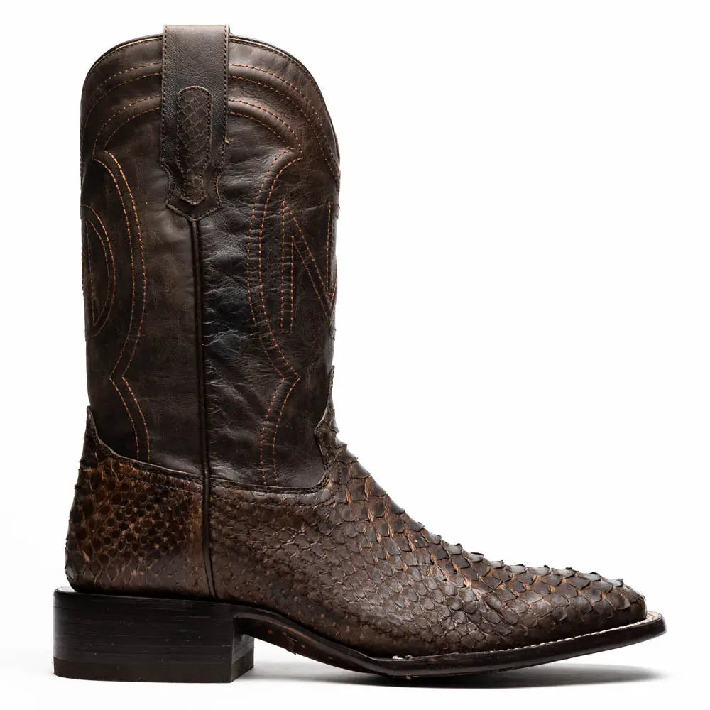 Marco Di Milano Missouri Brown Genuine Python Cowboy Boots