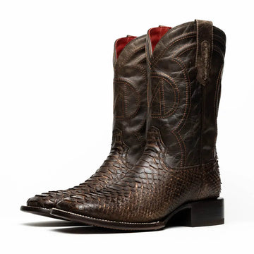 Marco Di Milano Missouri Brown Genuine Python Cowboy Boots