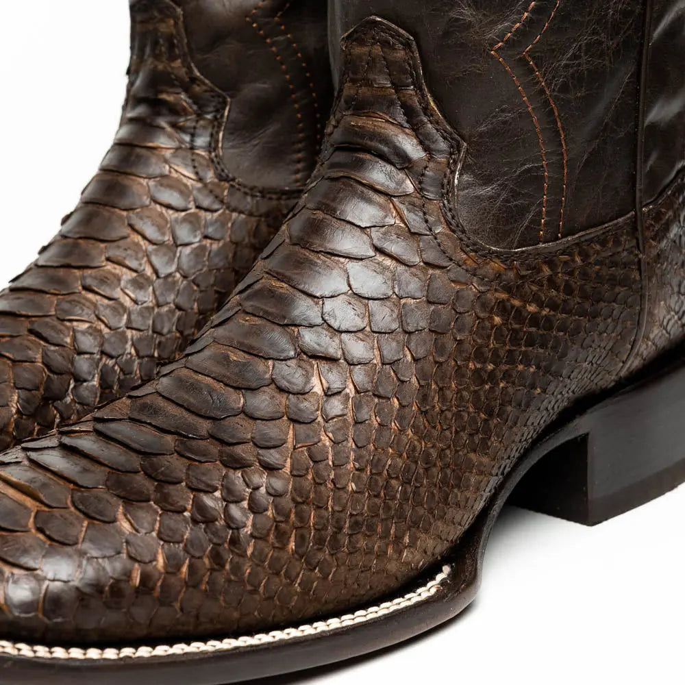 Marco Di Milano Missouri Brown Genuine Python Cowboy Boots