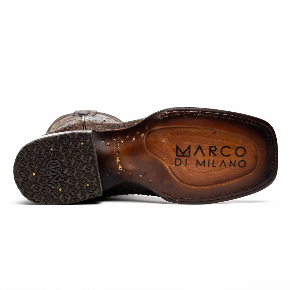 Marco Di Milano Missouri Brown Genuine Python Cowboy Boots