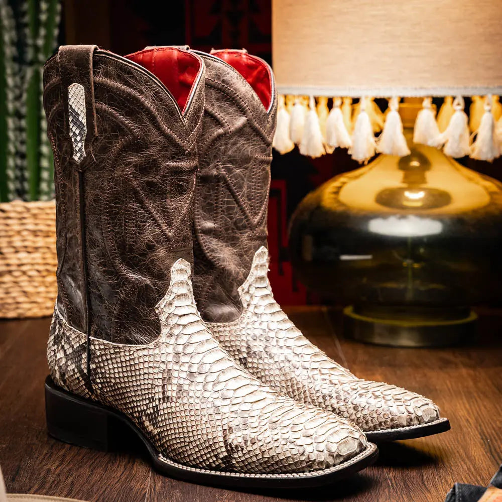 Marco Di Milano Missouri Natural Genuine Python Cowboy Boots
