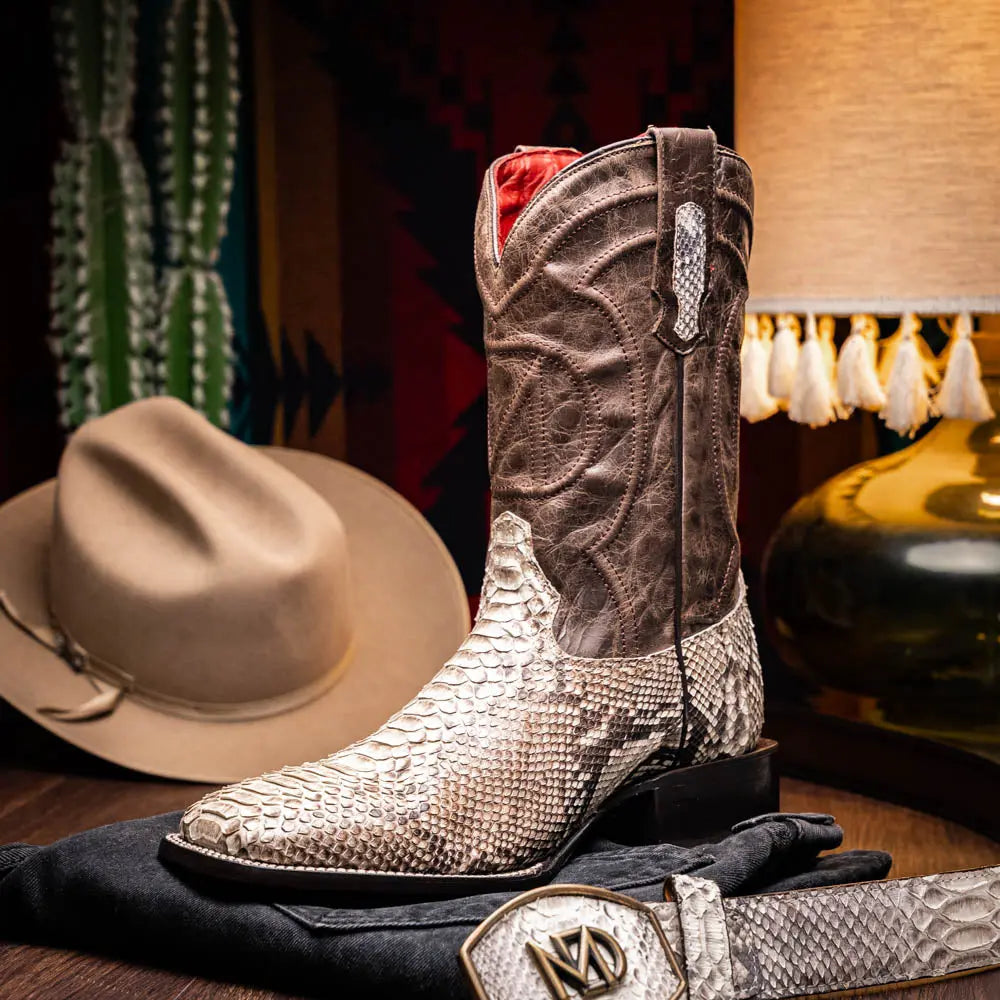 Marco Di Milano Missouri Natural Genuine Python Cowboy Boots