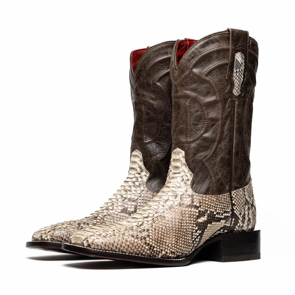 Python Missouri Marco Di Milano Missouri Natural Genuine Python Cowboy Boots - Suit Essence
