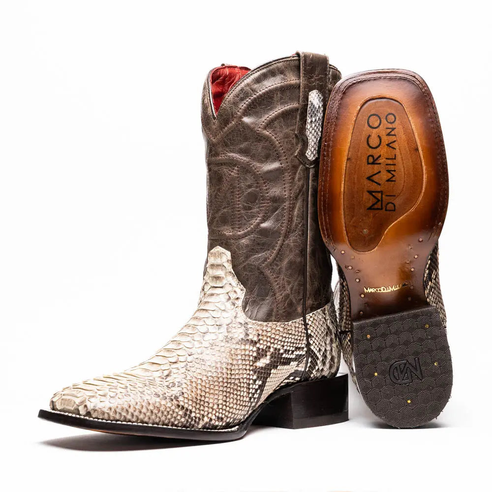 Marco Di Milano Missouri Natural Genuine Python Cowboy Boots
