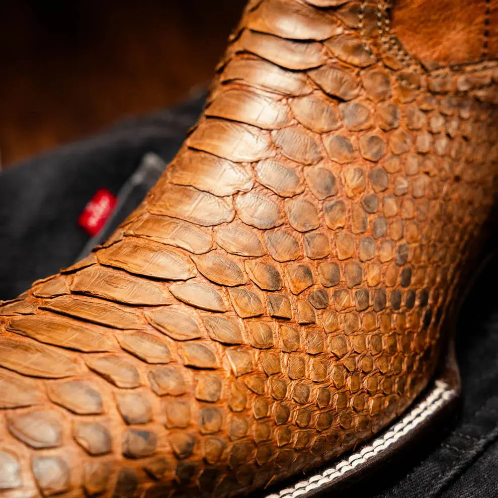 Marco Di Milano Missouri Cognac Genuine Python Cowboy Boots