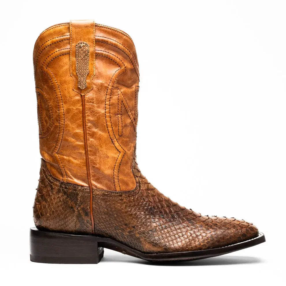 Marco Di Milano Missouri Cognac Genuine Python Cowboy Boots