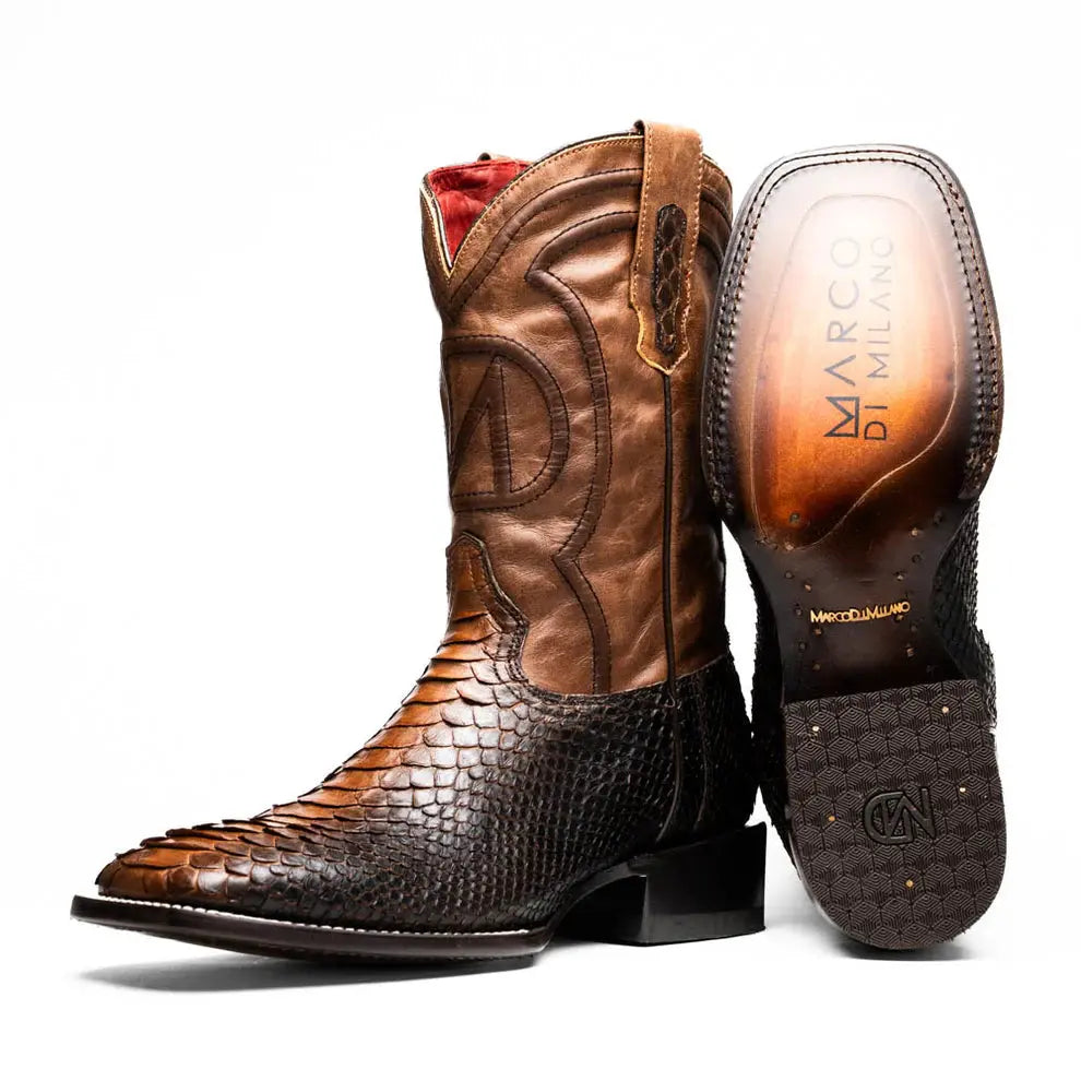 Marco Di Milano Missouri Lisboa Genuine Python Cowboy Boots