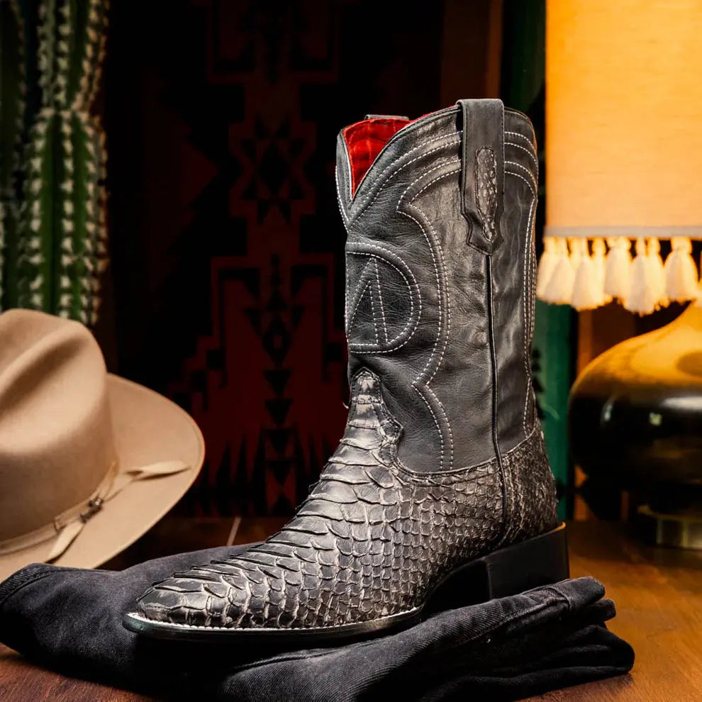 Marco Di Milano Missouri Stone White Genuine Python Cowboy Boots