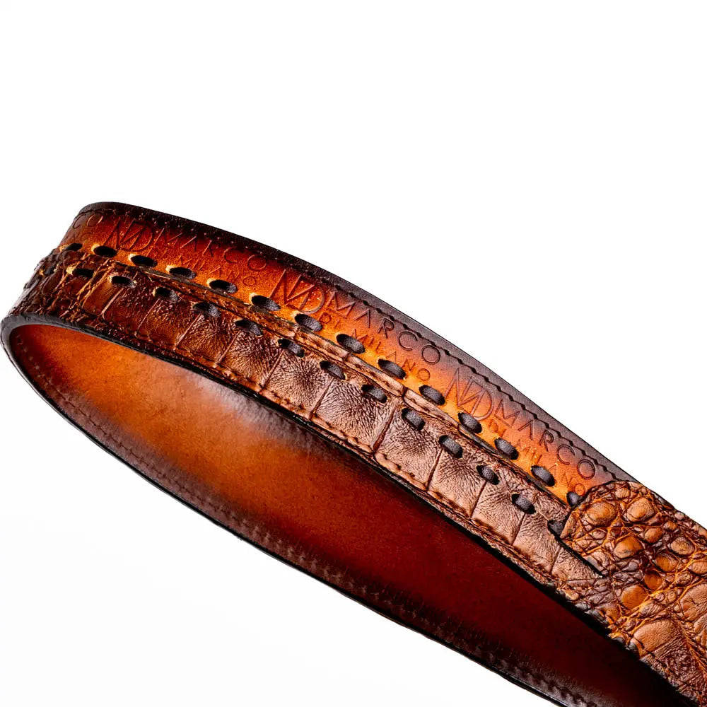 Marco Di Milano Montana Aged Maple Genuine Caiman Crocodile/Calf Belt