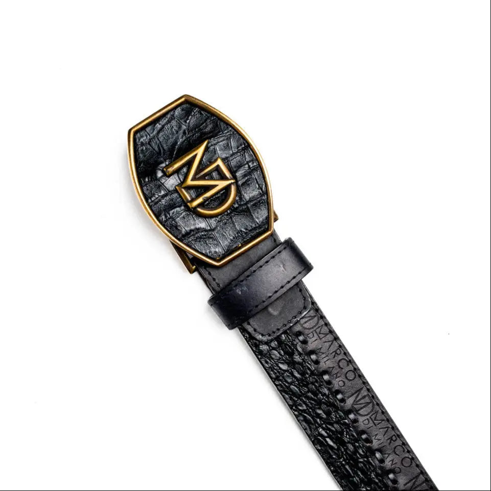 Marco Di Milano Montana Black Genuine Caiman Crocodile/Calf Belt