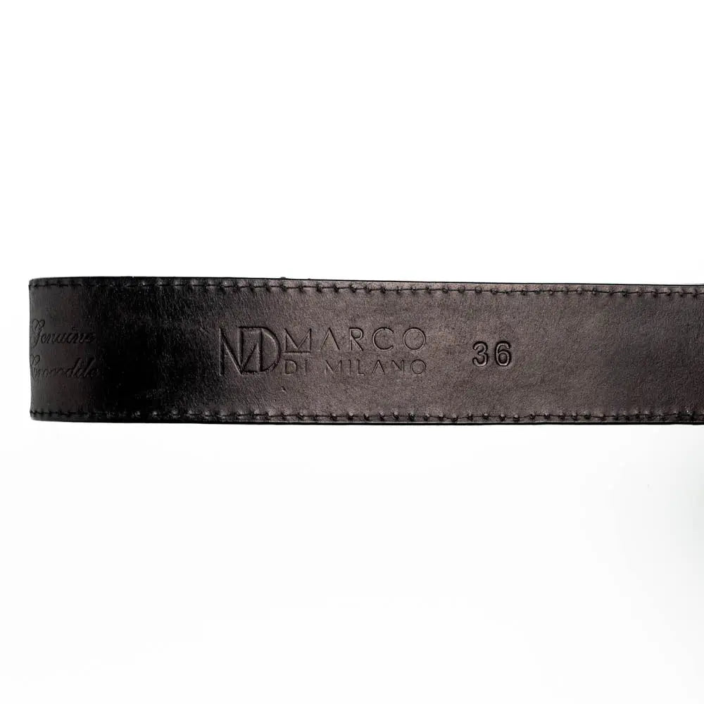 Marco Di Milano Montana Black Genuine Caiman Crocodile/Calf Belt
