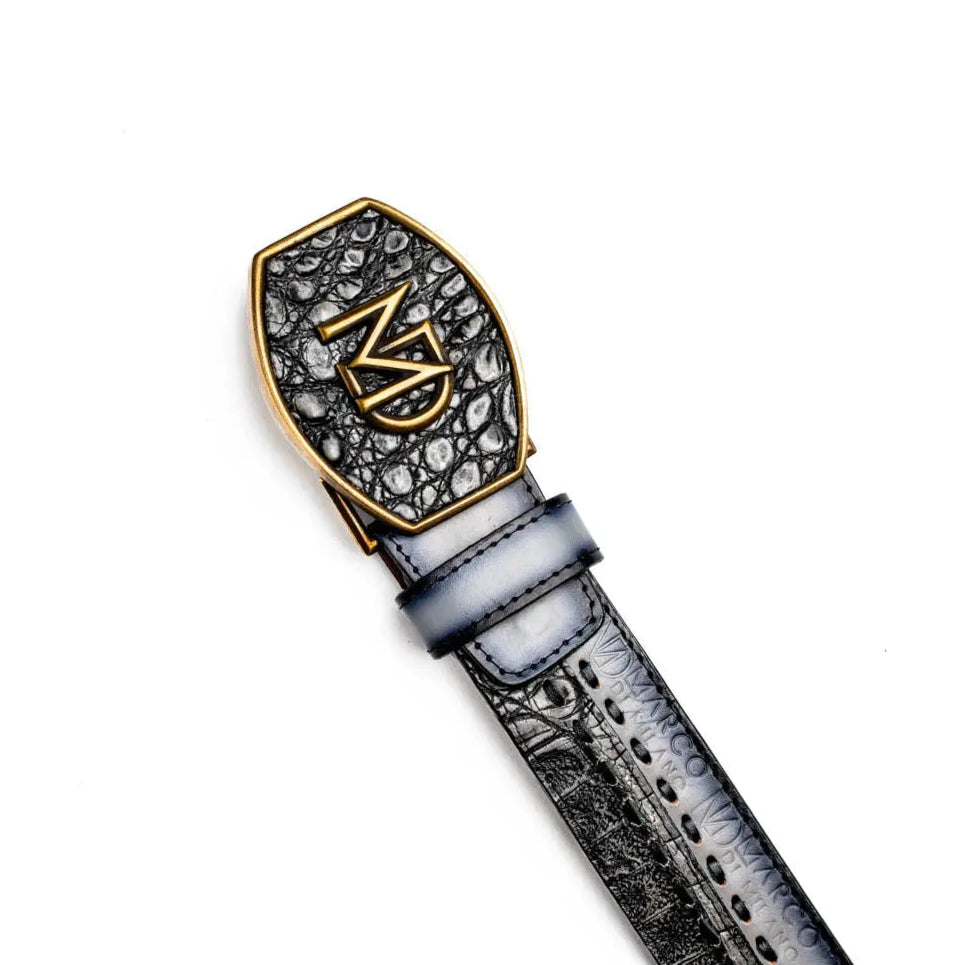 Marco Di Milano Montana Stone Gray Genuine Caiman Crocodile/Calf Belt