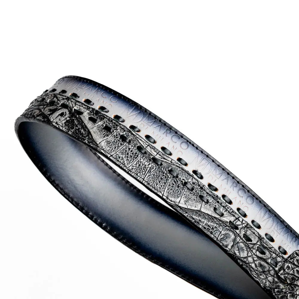 Marco Di Milano Montana Stone Gray Genuine Caiman Crocodile/Calf Belt