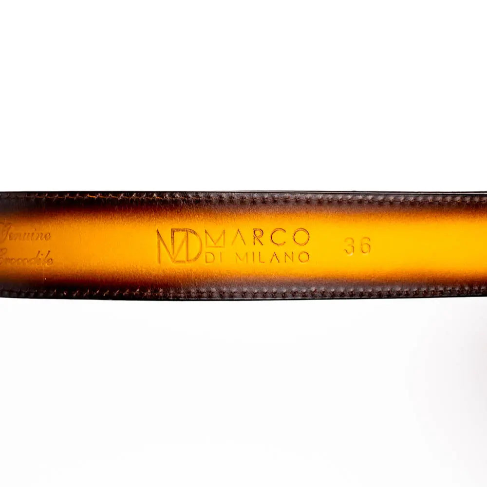 Marco Di Milano Montana Mustard/Brown Genuine Caiman Crocodile/Calf Belt