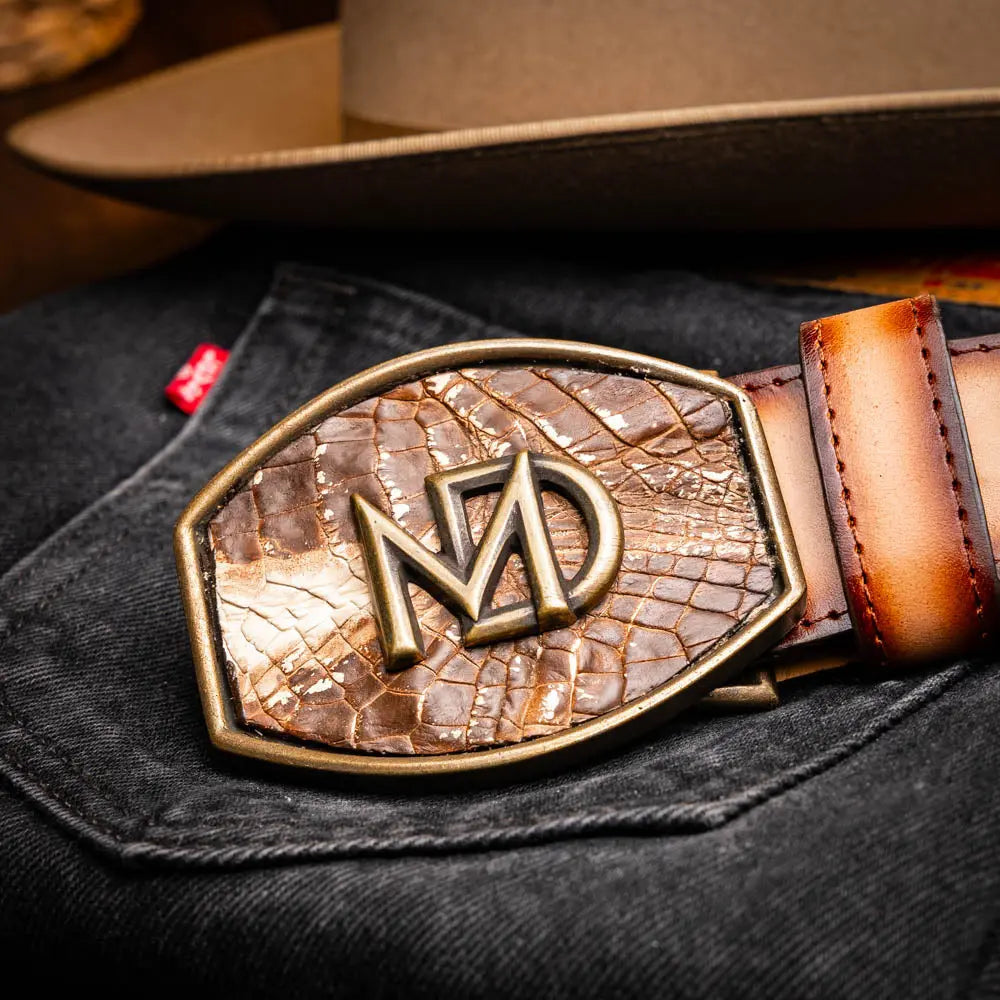Marco Di Milano Montana Stone Brown Genuine Caiman Crocodile/Calf Belt