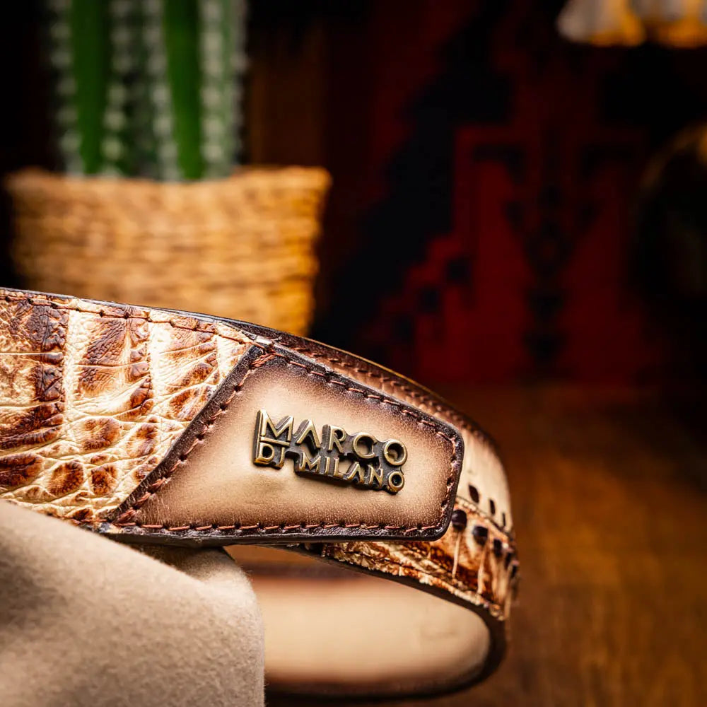 Marco Di Milano Montana Stone Orix Genuine Caiman Crocodile/Calf Belt