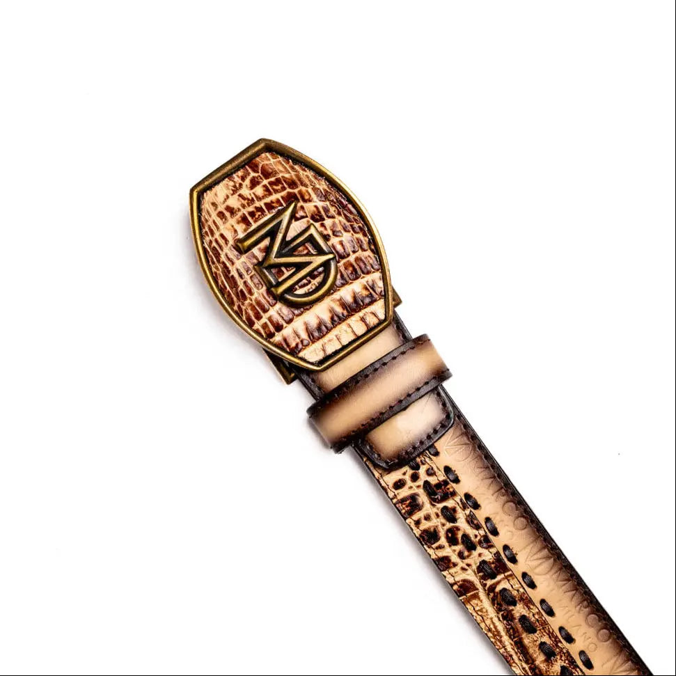 Marco Di Milano Montana Stone Orix Genuine Caiman Crocodile/Calf Belt