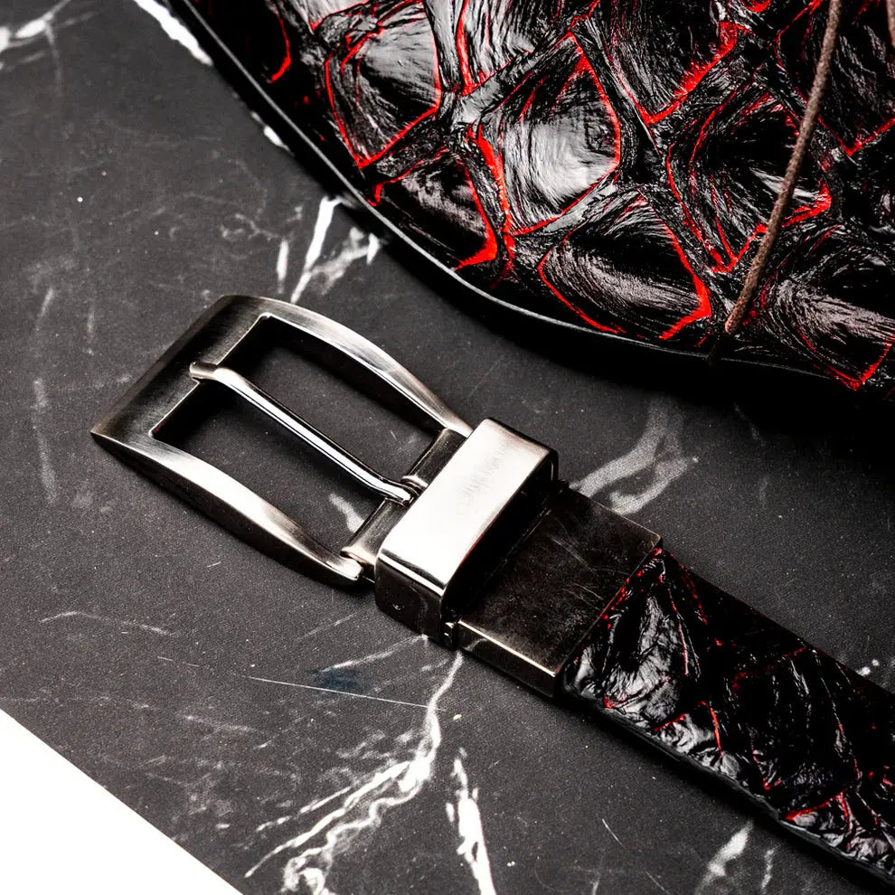 Marco Di Milano Olivieri Blackcherry Genuine Pirarucu Belt