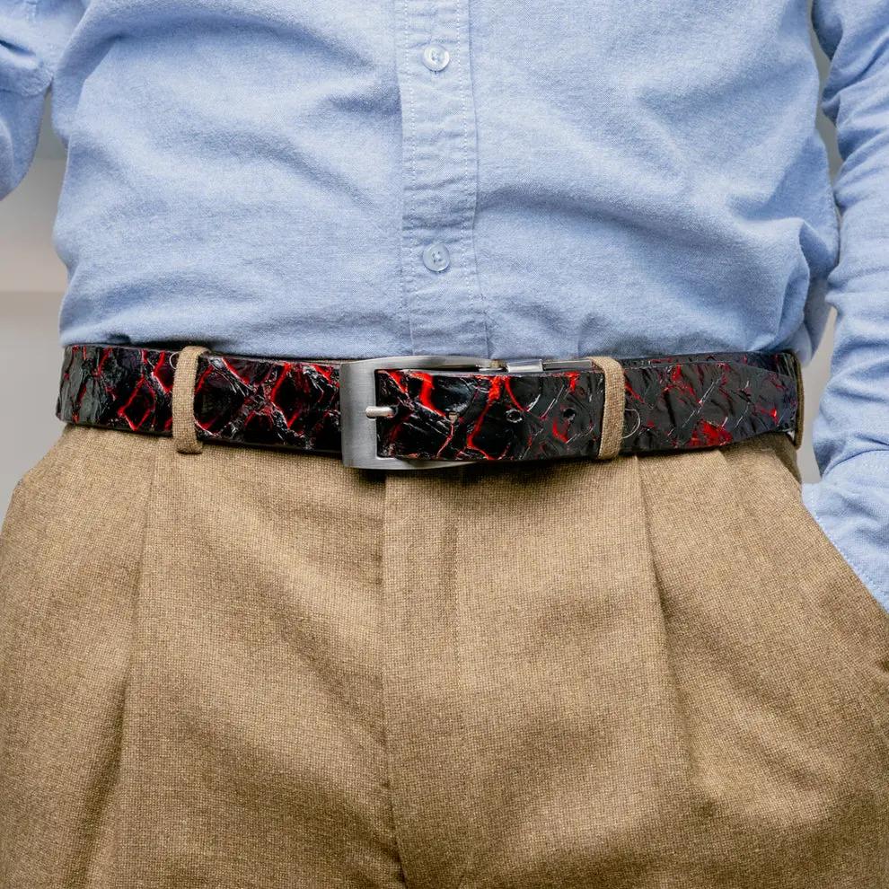 Marco Di Milano Olivieri Blackcherry Genuine Pirarucu Belt