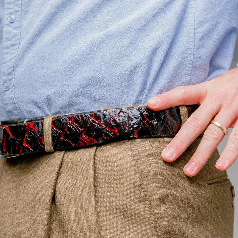 Marco Di Milano Olivieri Blackcherry Genuine Pirarucu Belt