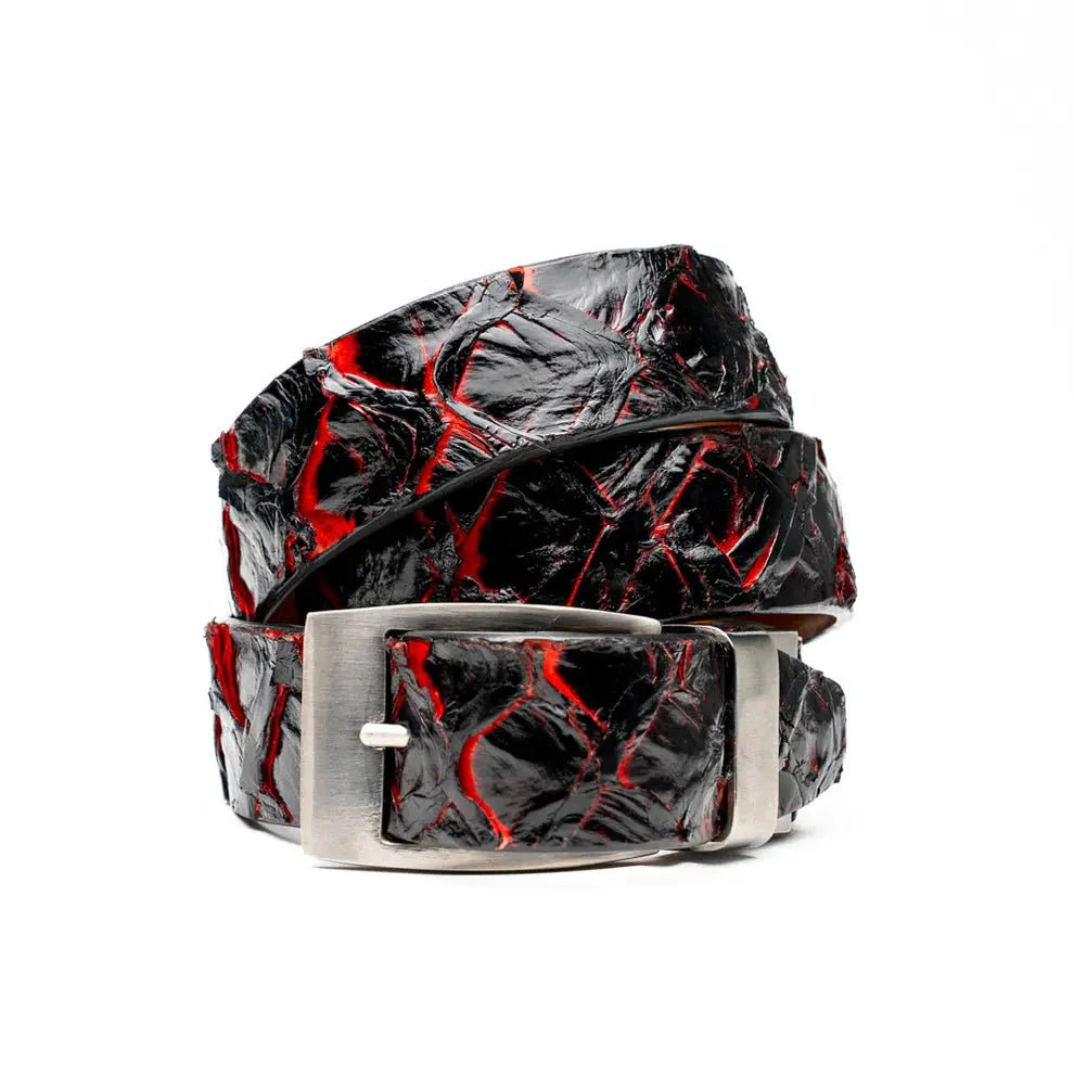Marco Di Milano Olivieri Blackcherry Genuine Pirarucu Belt