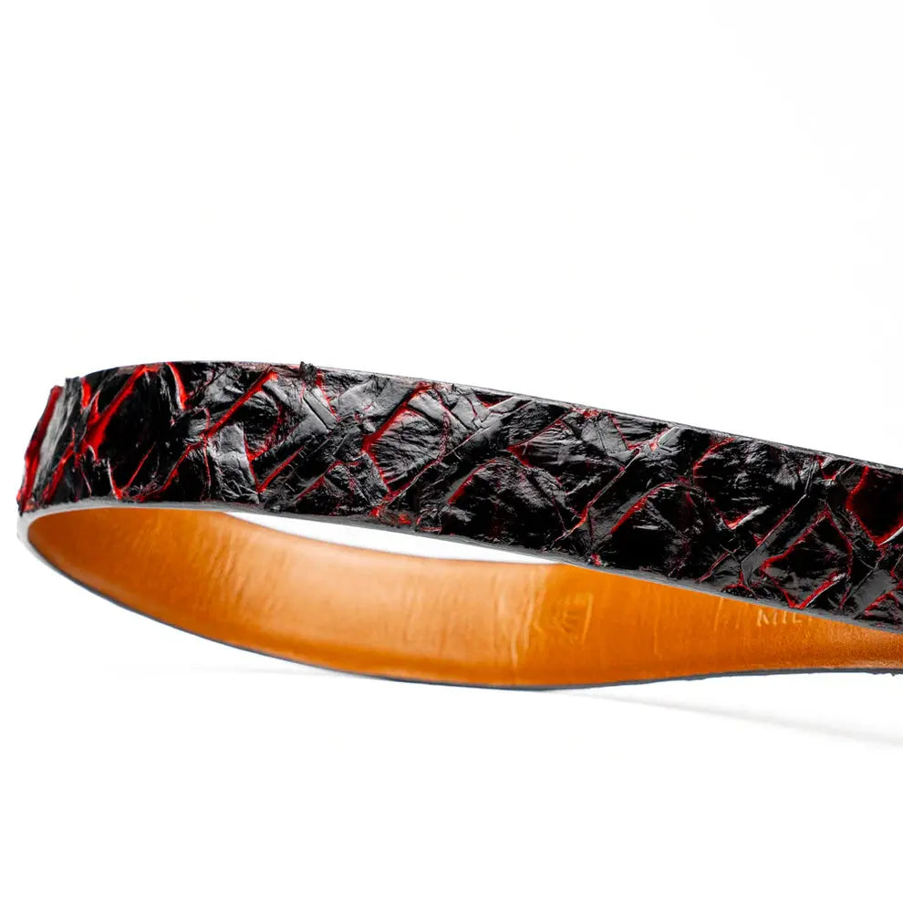 Marco Di Milano Olivieri Blackcherry Genuine Pirarucu Belt