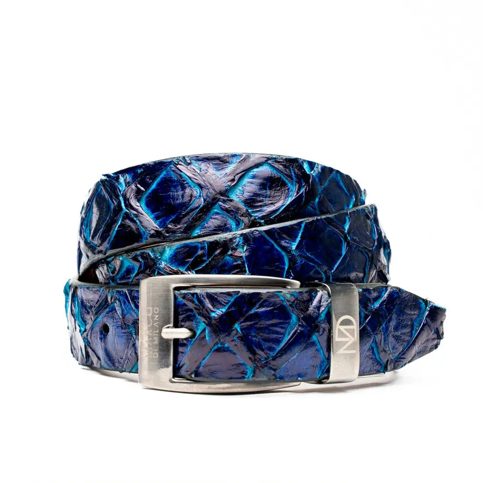 Marco Di Milano Olivieri Royal Blue Genuine Pirarucu Belt