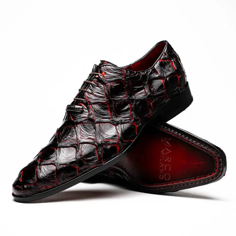 Marco Di Milano Olivieri Black Cherry Genuine Pirarucu Oxfords