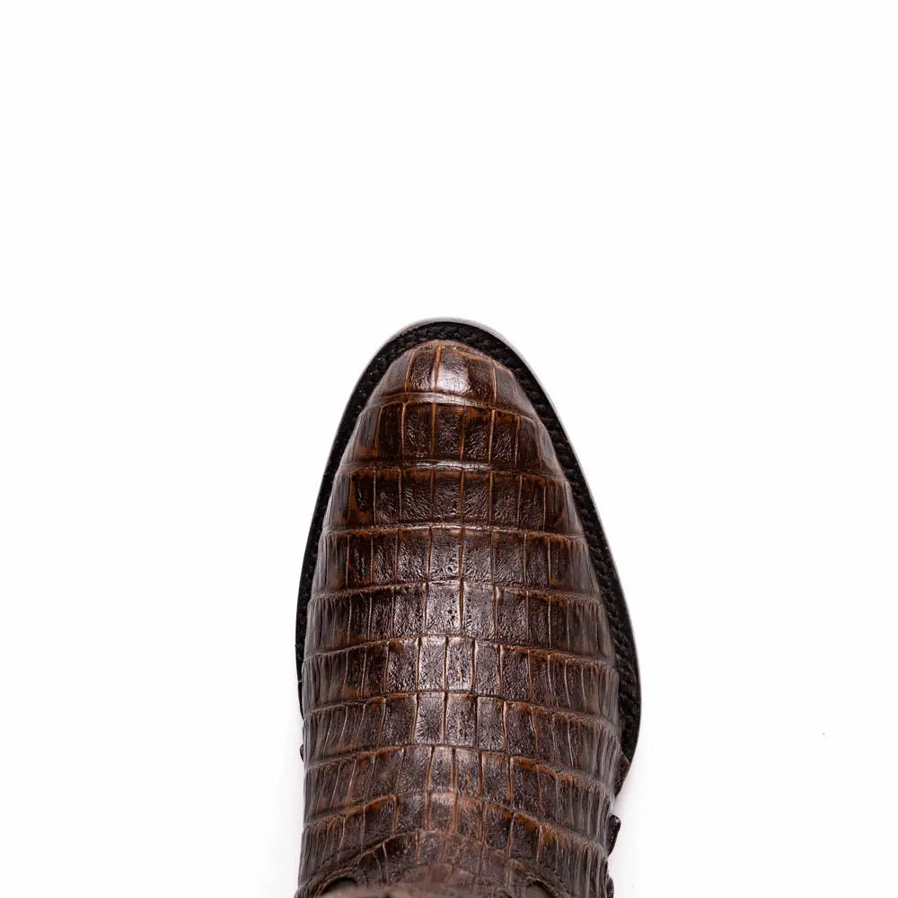 Marco Di Milano Phoenix Aged Brown Genuine Caiman Crocodile Cowboy Boots