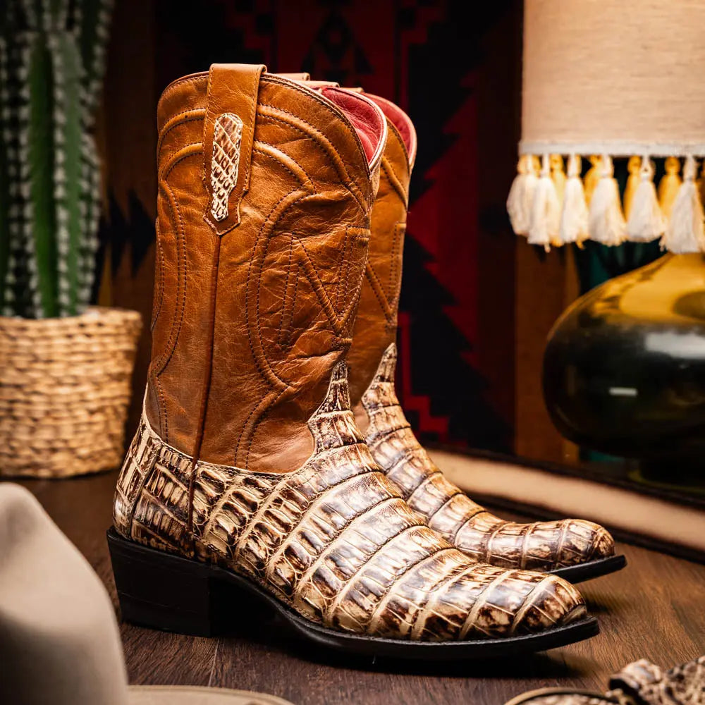 Marco Di Milano Phoenix Stone Orix Genuine Caiman Crocodile Cowboy Boots
