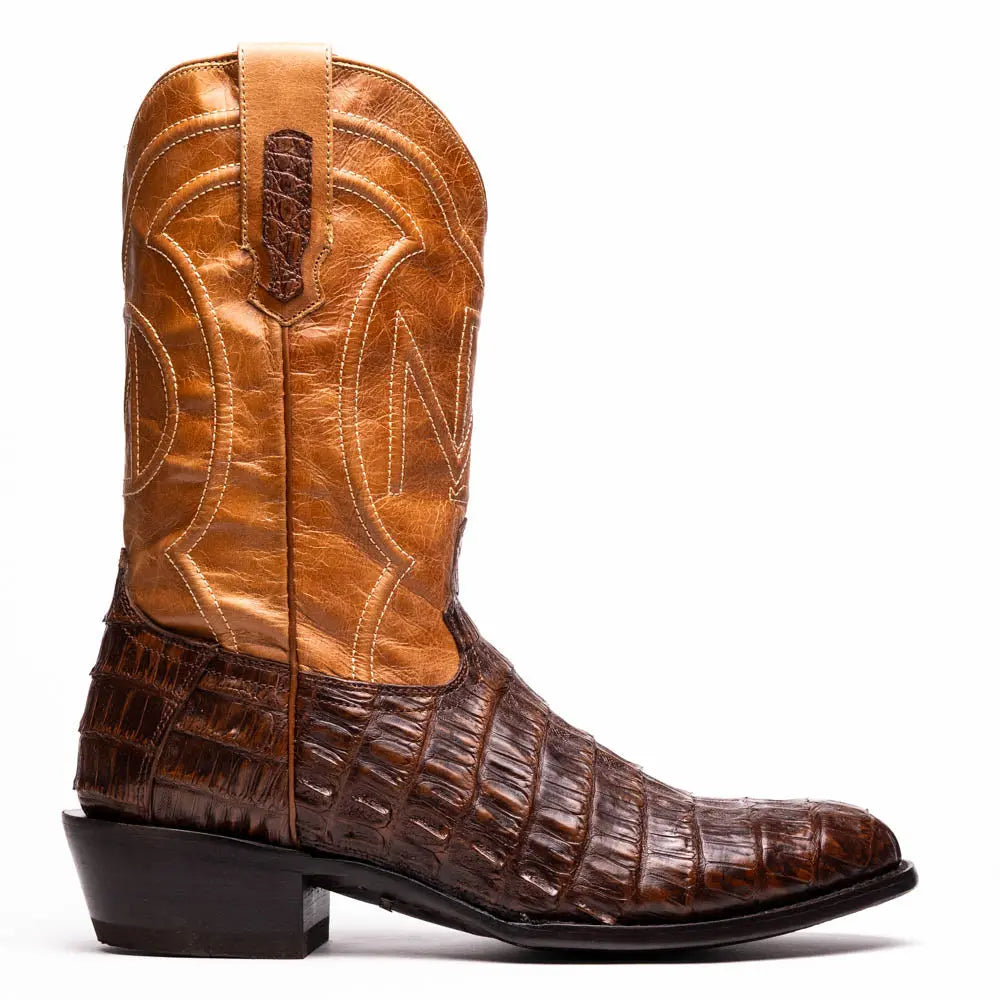 Marco Di Milano Phoenix Aged Maple Genuine Caiman Crocodile Cowboy Boots
