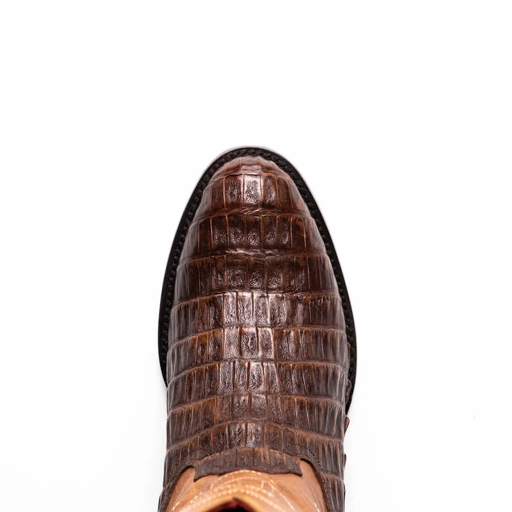 Marco Di Milano Phoenix Aged Maple Genuine Caiman Crocodile Cowboy Boots