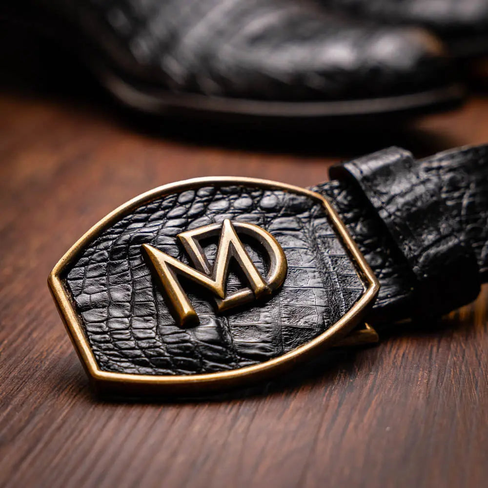 Marco Di Milano Phoenix Black Genuine Caiman Crocodile Cowboy Boots