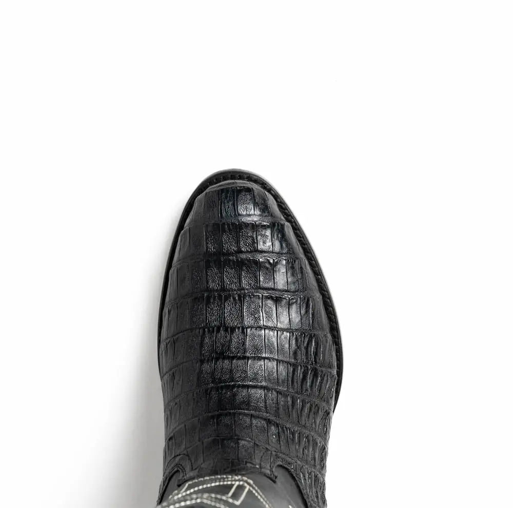 Marco Di Milano Phoenix Black Genuine Caiman Crocodile Cowboy Boots