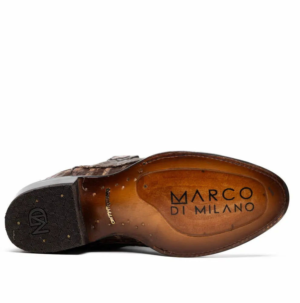 Marco Di Milano Phoenix Stone Brown Genuine Caiman Crocodile Cowboy Boots