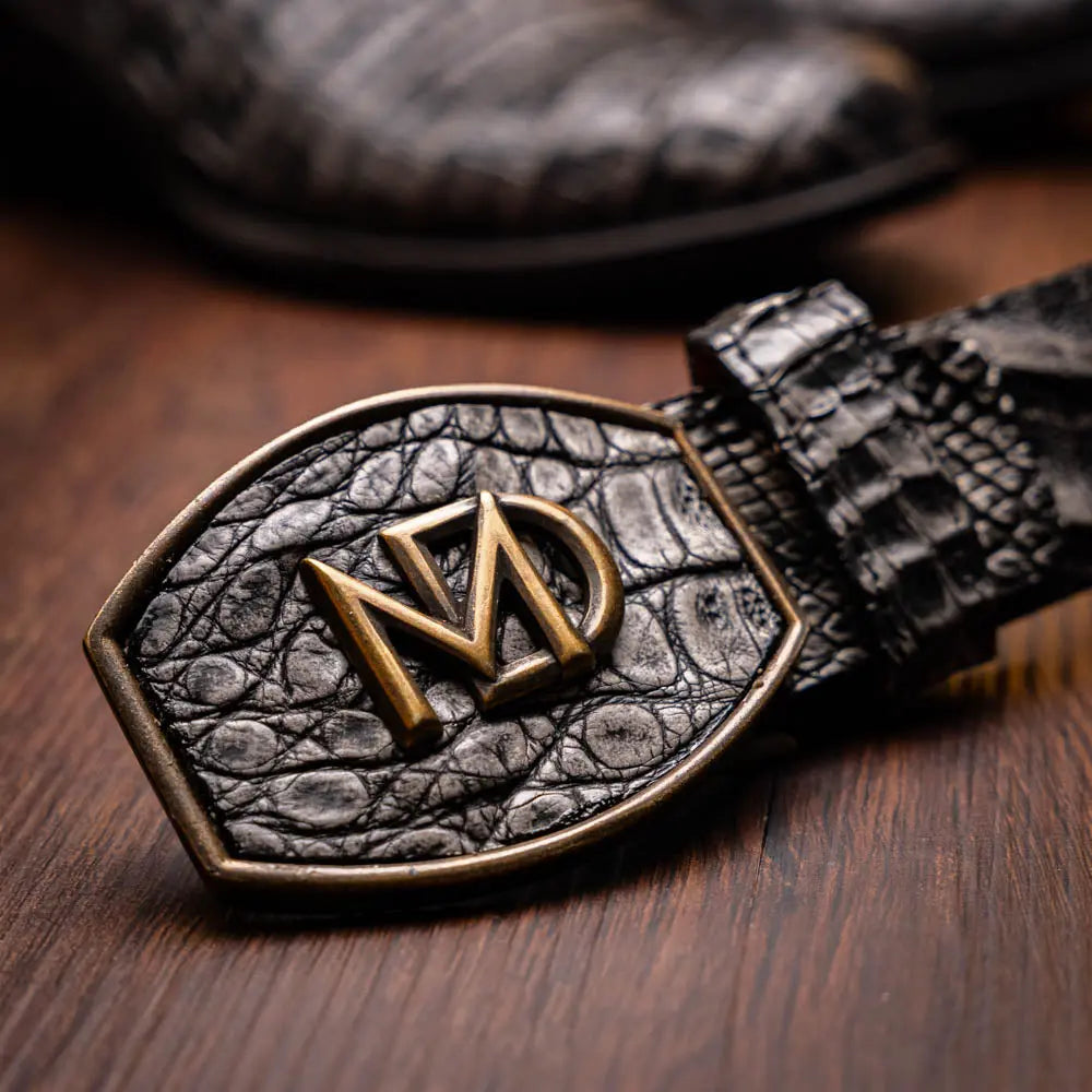 Marco Di Milano Phoenix Stone Gray Genuine Caiman Crocodile Cowboy Boots