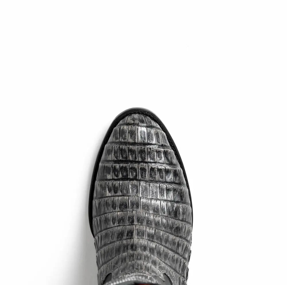 Marco Di Milano Phoenix Stone Gray Genuine Caiman Crocodile Cowboy Boots